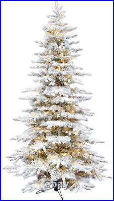 6.5-Ft. Mountain Pine Flocked Artificial Christmas Tree with Warm White LED L 6.5-Ft. Mountain Pine Flocked Artificial Christmas Tree with Warm White LED L