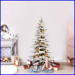 6.5-Ft. Mountain Pine Flocked Artificial Christmas Tree with Warm White LED L 6.5-Ft. Mountain Pine Flocked Artificial Christmas Tree with Warm White LED L