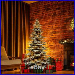 6.5-Ft. Mountain Pine Flocked Artificial Christmas Tree with Warm White LED L 6.5-Ft. Mountain Pine Flocked Artificial Christmas Tree with Warm White LED L