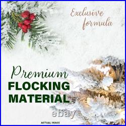 6.5-Ft. Mountain Pine Flocked Artificial Christmas Tree with Warm White LED L 6.5-Ft. Mountain Pine Flocked Artificial Christmas Tree with Warm White LED L