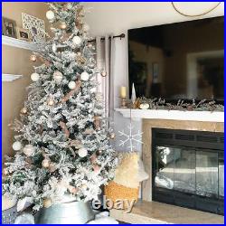6.5-Ft. Mountain Pine Flocked Artificial Christmas Tree with Warm White LED L 6.5-Ft. Mountain Pine Flocked Artificial Christmas Tree with Warm White LED L