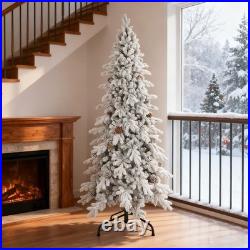 6.5 Ft Snow Flocked Artificial Christmas Tree Frosted Fraser Fir&1085 PE/PVC Tip