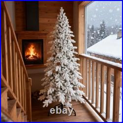 6.5 Ft Snow Flocked Artificial Christmas Tree Frosted Fraser Fir&1085 PE/PVC Tip