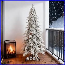 6.5 Ft Snow Flocked Artificial Christmas Tree Frosted Fraser Fir&1085 PE/PVC Tip