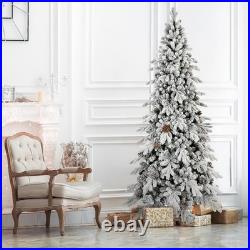 6.5 Ft Snow Flocked Artificial Christmas Tree Frosted Fraser Fir&1085 PE/PVC Tip