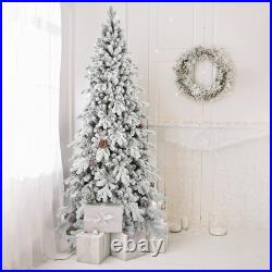 6.5 Ft Snow Flocked Artificial Christmas Tree Frosted Fraser Fir&1085 PE/PVC Tip