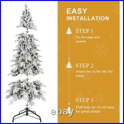 6.5 Ft Snow Flocked Artificial Christmas Tree Frosted Fraser Fir&1085 PE/PVC Tip