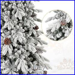 6.5 Ft Snow Flocked Artificial Christmas Tree Frosted Fraser Fir&1085 PE/PVC Tip