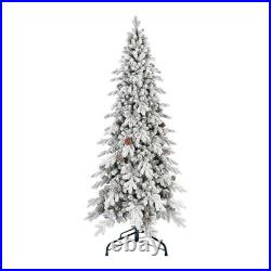 6.5 Ft Snow Flocked Artificial Christmas Tree Frosted Fraser Fir&1085 PE/PVC Tip