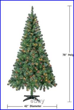 6.5' Pre-Lit Madison Pine Green Artificial Christmas Tree with Color-Changing