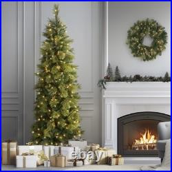 6.5 ft PreLit Carolina Pine Slim Artificial Christmas Tree, 350 Clear Lights