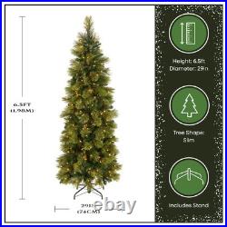 6.5 ft PreLit Carolina Pine Slim Artificial Christmas Tree, 350 Clear Lights