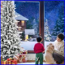 6.5 ft Pre-Lit Flocked Artificial Christmas Tree Slim pencil &350 light Outdoor