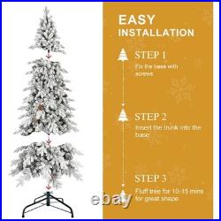 6.5 ft Snow Flocked Christmas Tree Atificial Fir Xmas Tree with 1085 PE/PVC Tips