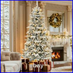 6.5ft Pre-Lit Snow Flocked Artificial Christmas Tree with 760 Branch Tips