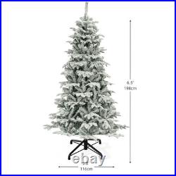 6.5ft Pre-Lit Snow Flocked Artificial Christmas Tree with 760 Branch Tips