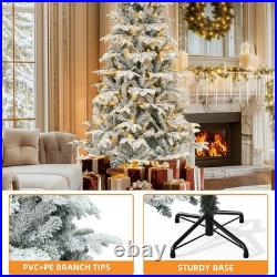 6.5ft Pre-Lit Snow Flocked Artificial Christmas Tree with 760 Branch Tips