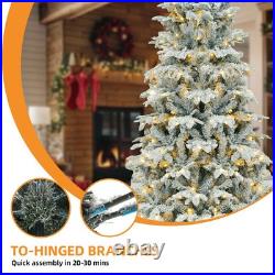 6.5ft Pre-Lit Snow Flocked Artificial Christmas Tree with 760 Branch Tips