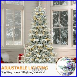 6.5ft Pre-Lit Snow Flocked Artificial Christmas Tree with 760 Branch Tips