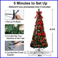 6-6.5Ft Pre Lit Christmas Tree Pre-Decorated Pop Up Tree with LED for Xmas Decor 6-6.5Ft Pre Lit Christmas Tree Pre-Decorated Pop Up Tree with LED for Xmas Decor