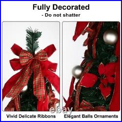 6-6.5Ft Pre Lit Christmas Tree Pre-Decorated Pop Up Tree with LED for Xmas Decor 6-6.5Ft Pre Lit Christmas Tree Pre-Decorated Pop Up Tree with LED for Xmas Decor