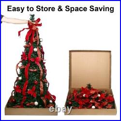 6-6.5Ft Pre Lit Christmas Tree Pre-Decorated Pop Up Tree with LED for Xmas Decor 6-6.5Ft Pre Lit Christmas Tree Pre-Decorated Pop Up Tree with LED for Xmas Decor