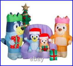 6.6' Bluey Family Christmas Inflatable 96.06 W x 79.52 H Self-inflates NEW
