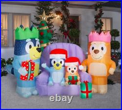 6.6' Bluey Family Christmas Inflatable 96.06 W x 79.52 H Self-inflates NEW