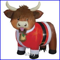 6'6 LED Fuzzy Plush Highlander Cow In Santa Jacket Inflatable Christmas Decor 6'6 LED Fuzzy Plush Highlander Cow In Santa Jacket Inflatable Christmas Decor