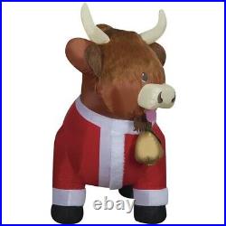 6'6 LED Fuzzy Plush Highlander Cow In Santa Jacket Inflatable Christmas Decor 6'6 LED Fuzzy Plush Highlander Cow In Santa Jacket Inflatable Christmas Decor