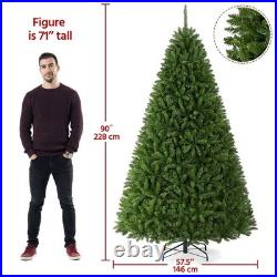 6/7.5FT Pre-lit Artificial Christmas Fir Tree LED Warm Lights Foldable Stand