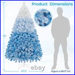 6/7.5ft Pre-lit Flocked Artificial Christmas Tree with Metal Foldable Stand