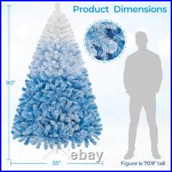 6/7.5ft Pre-lit Flocked Artificial Christmas Tree with Metal Foldable Stand