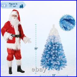 6/7.5ft Pre-lit Flocked Artificial Christmas Tree with Metal Foldable Stand