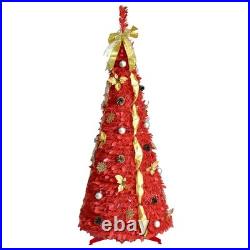 6/7/7.5FT Pop-up Christmas Tree Prelit Pull-up Artificial Xmas Tree Party Decor