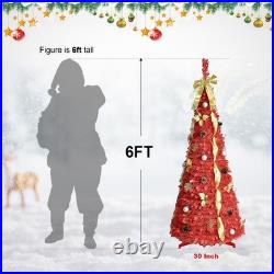 6/7/7.5FT Pop-up Christmas Tree Prelit Pull-up Artificial Xmas Tree Party Decor