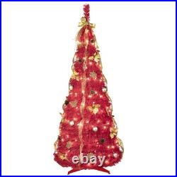 6/7/7.5FT Pop-up Christmas Tree Prelit Pull-up Artificial Xmas Tree Party Decor