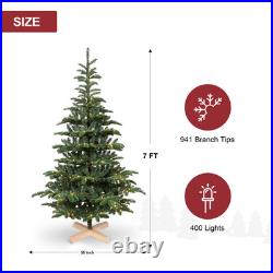 6/7/8FT Prelit Artificial Christmas Tree Realistic Spruce Tree With Wooden Stand