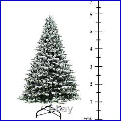 6,7,8FT Snow Flocked Christmas Tree, Pre-lit Artificial Xmas Tree