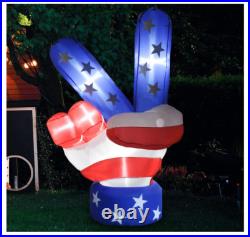 6' Air Blown Self-Inflatable Lighted Patriotic 4th of July USA Peace Hand 6' Air Blown Self-Inflatable Lighted Patriotic 4th of July USA Peace Hand