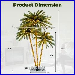 6 FT 3 Trunks Lighted Palm Tree 930 LED Light up Simulation Tropical Palm Tree