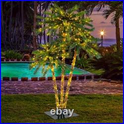 6 FT 3 Trunks Lighted Palm Tree 930 LED Light up Simulation Tropical Palm Tree