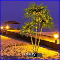 6 FT 3 Trunks Lighted Palm Tree 930 LED Light up Simulation Tropical Palm Tree