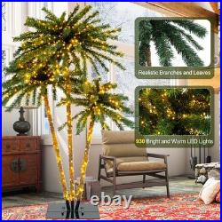 6 FT 3 Trunks Lighted Palm Tree 930 LED Light up Simulation Tropical Palm Tree