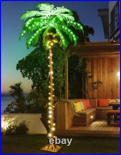 6 FT LED Lighted Palm Tree with Coconuts Outdoor Artificial Palm Tree Tropical P