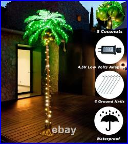 6 FT LED Lighted Palm Tree with Coconuts Outdoor Artificial Palm Tree Tropical P