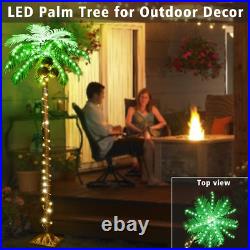 6 FT LED Lighted Palm Tree with Coconuts Outdoor Artificial Palm Tree Tropical P