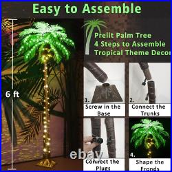 6 FT LED Lighted Palm Tree with Coconuts Outdoor Artificial Palm Tree Tropical P