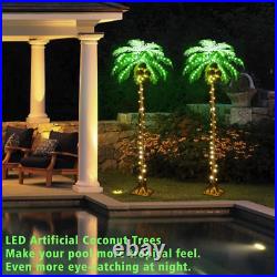 6 FT LED Lighted Palm Tree with Coconuts Outdoor Artificial Palm Tree Tropical P