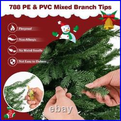 6 FT Pre-Lit Artificial Christmas Tree Hinged 788 Branch Tips, 280 LED Lights